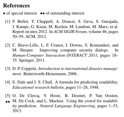 Key references examples