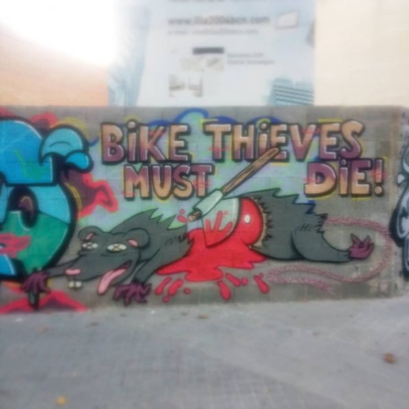 Bike thieves graffitti aggressive
