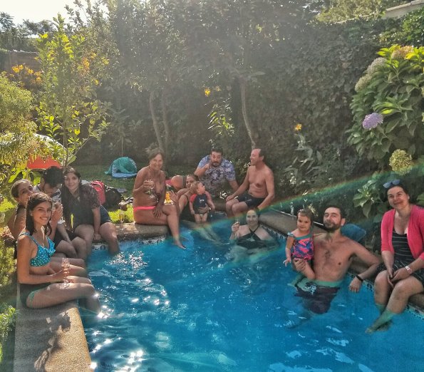 With friends at my mother's pool