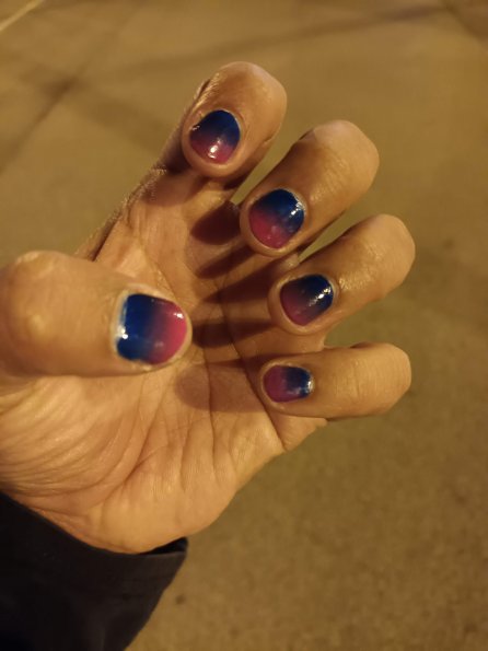 Blue and red ombré